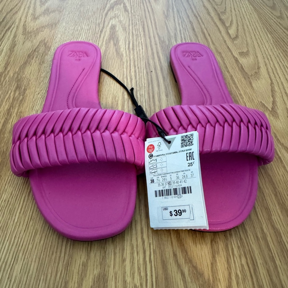 Zara Vibrant Pink Slide Sandals